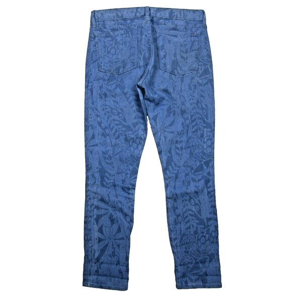 J Crew Jeans Womens Size 28 Toothpick Ankle Skinny Printed Floral Blue - Picture 2 of 4